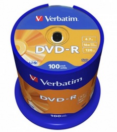 DVD-R lemez, AZO, 4,7GB, 16x, 100 db, hengeren, VERBATIM